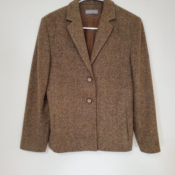 kate hill Pants - Vintage Kate Hill Brown 2 piece Blazer Pant Suit Womens Size 6 Size 4 wool blend